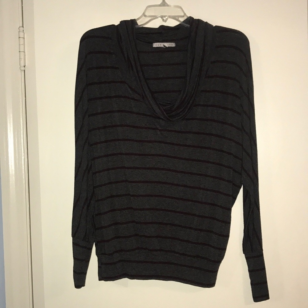 Grey and purple light striped top